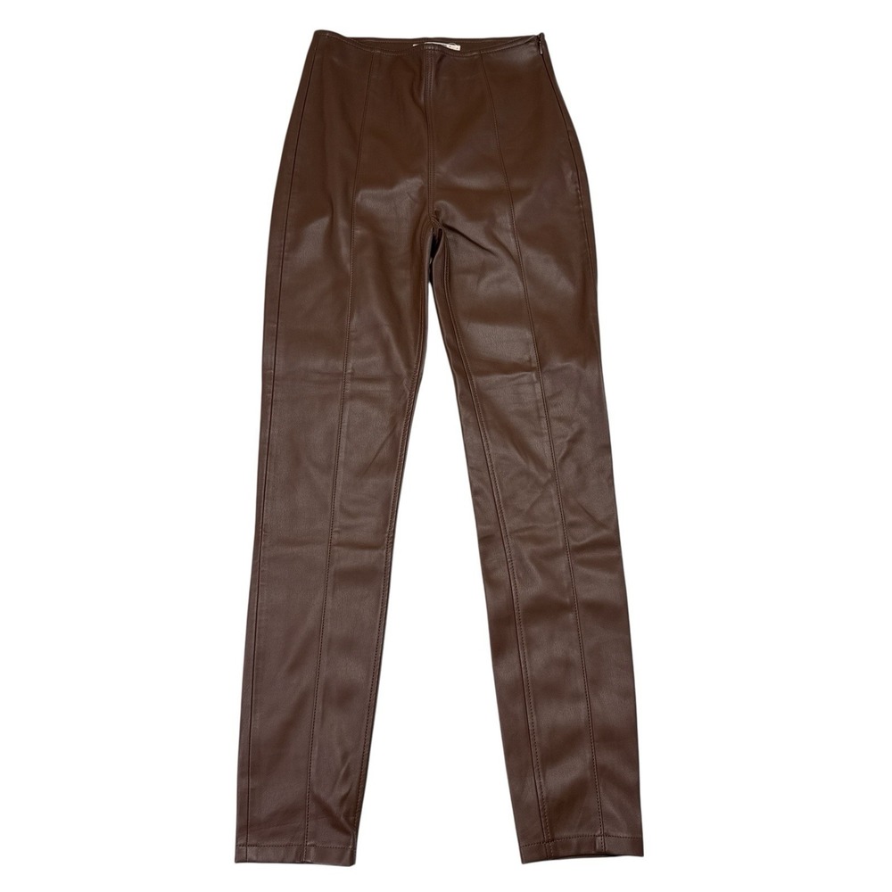 Free People We The Free Faux Leather Leggings Size 25 Brown Pleather Stretch